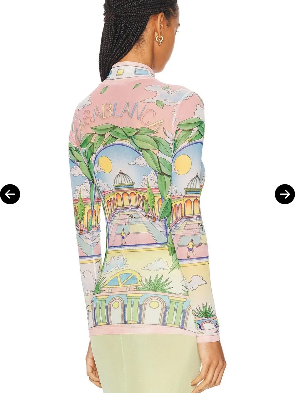 Pastel Botanical Mock-Neck Long Sleeve Top - Picture 2 of 2